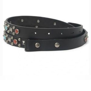 Valentino Garavani native couture leather Rockstud and stone embellished belt